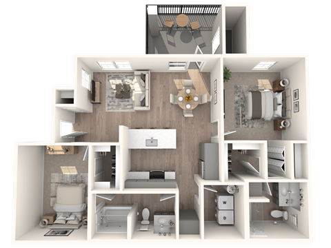Floor plan for 2 beds, 2 baths, 1026 sqft
